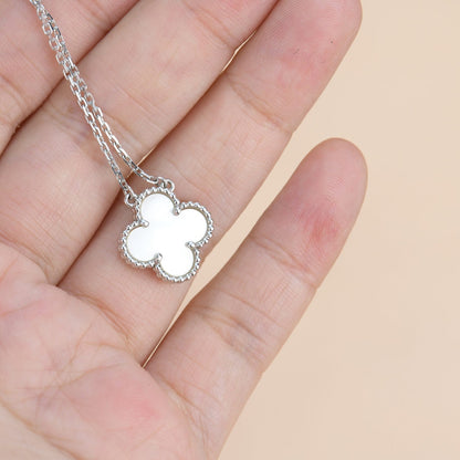 [ORA]CLOVER  15MM WHITE MOTHER-OF-PEARL SILVER