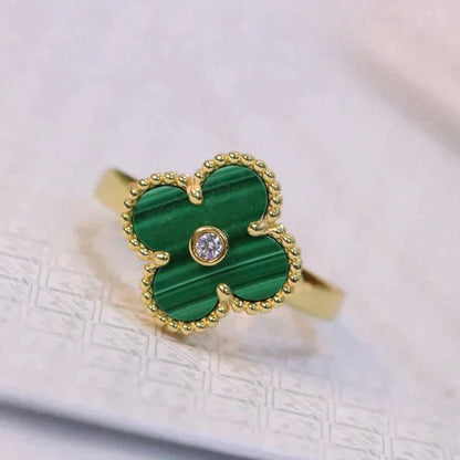 [ORA]CLOVER MALACHITE RING GOLD DIAMOND