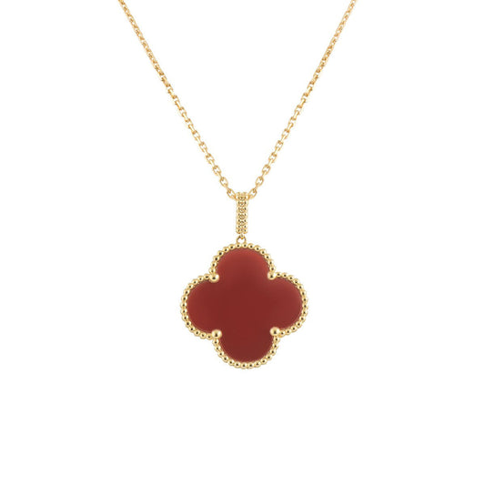 [ORA]CLOVER 25MM NECKLACE GOLD CARNELIAN