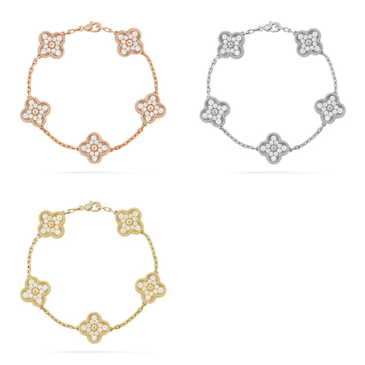 [ORA] CLOVER 5 MOTIF FULL DIAMOND BRACELET COLLECTION