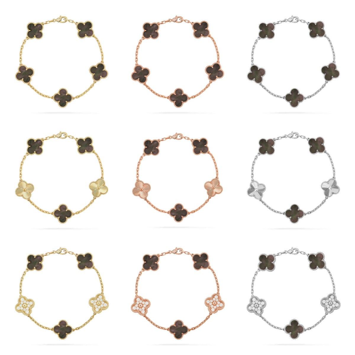 [ORA] CLOVER 5 MOTIF GRAY MOP BRACELET COLLECTION