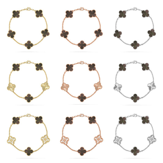 [ORA] CLOVER 5 MOTIF GRAY MOP BRACELET COLLECTION