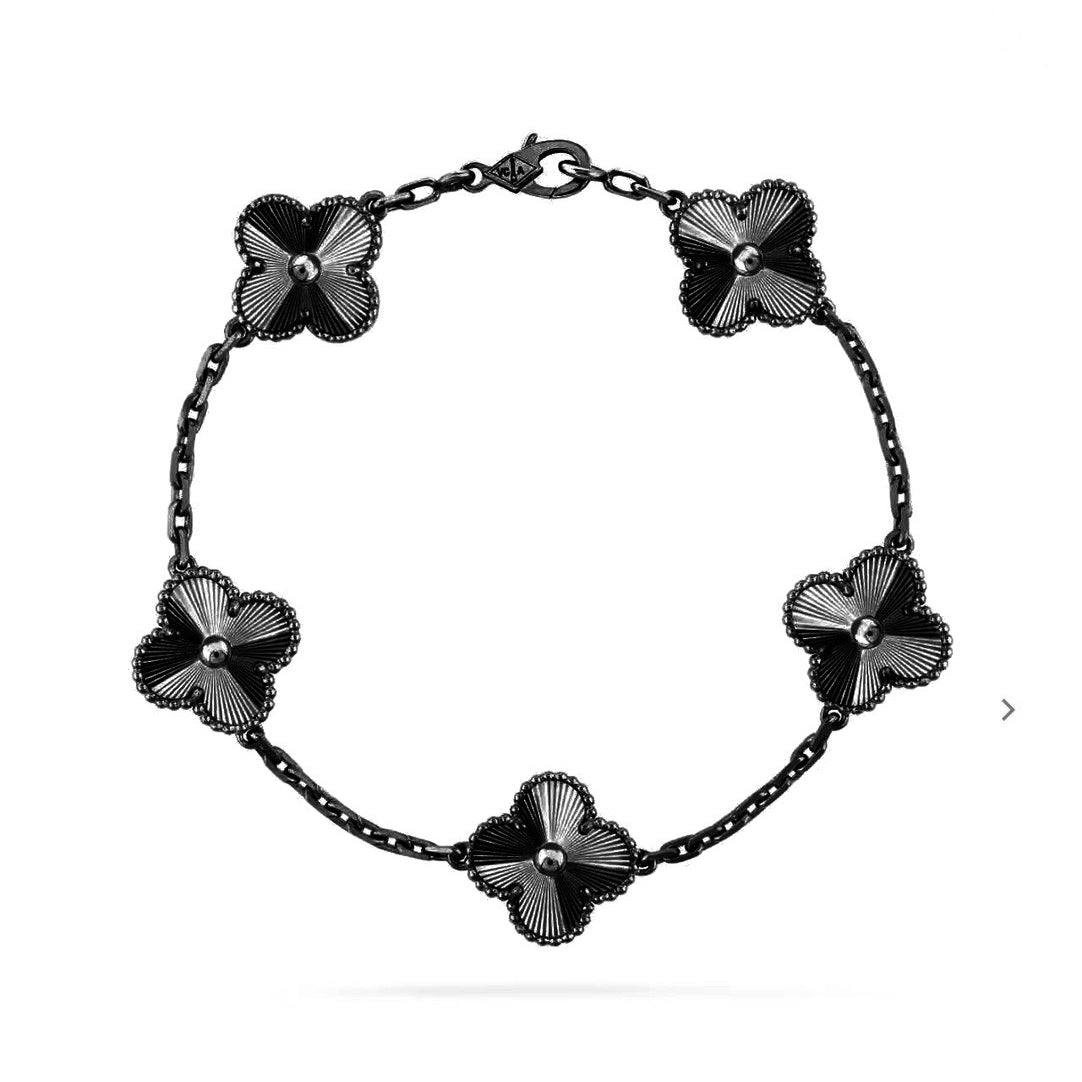 [ORA]CLOVER 5 MOTIF BLACK BRACELET