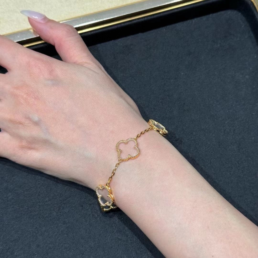 [ORA]CLOVER 5 MOTIF ROCK CRYSTAL BRACELET