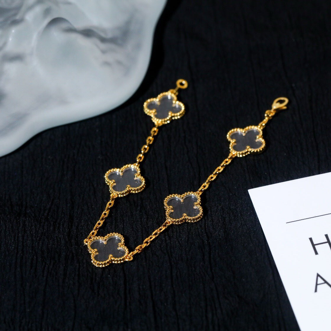[ORA]CLOVER 5 MOTIF ROCK CRYSTAL BRACELET