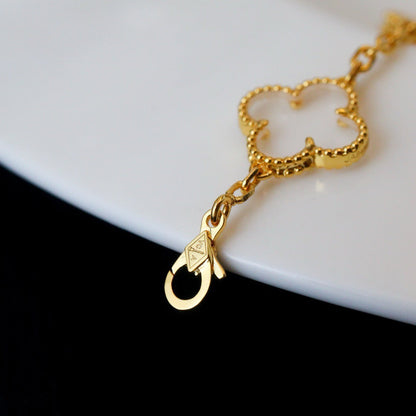 [ORA]CLOVER 5 MOTIF ROCK CRYSTAL BRACELET