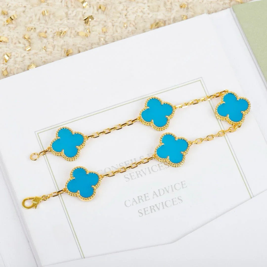 [ORA] CLOVER 5 MOTIF TURQUOISE BRACELET COLLECTION