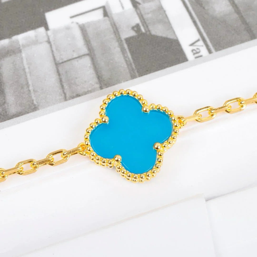 [ORA] CLOVER 5 MOTIF TURQUOISE BRACELET COLLECTION