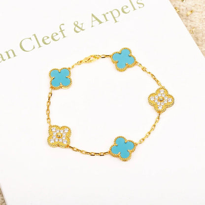 [ORA] CLOVER 5 MOTIF TURQUOISE BRACELET COLLECTION