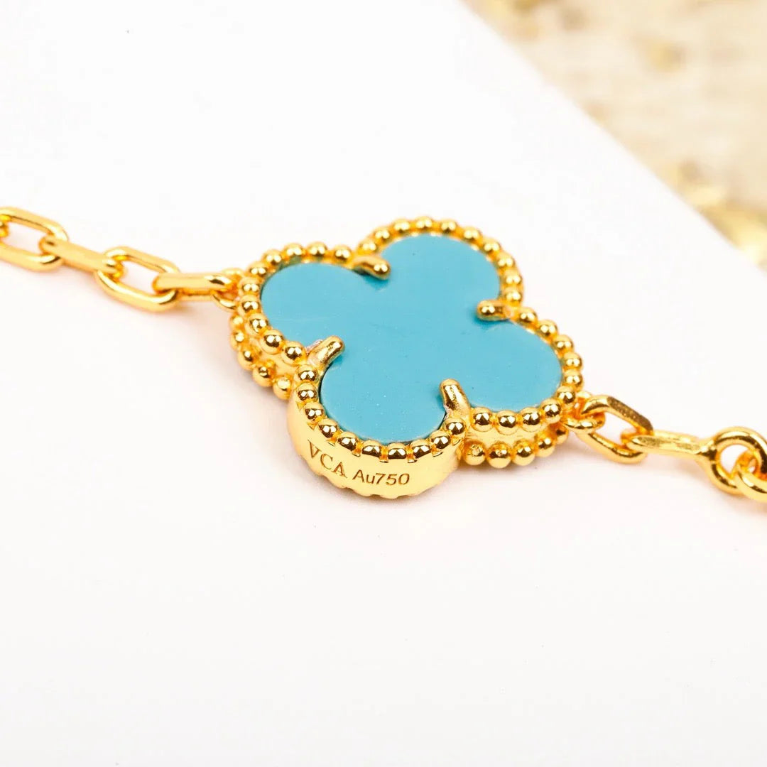 [ORA] CLOVER 5 MOTIF TURQUOISE BRACELET COLLECTION