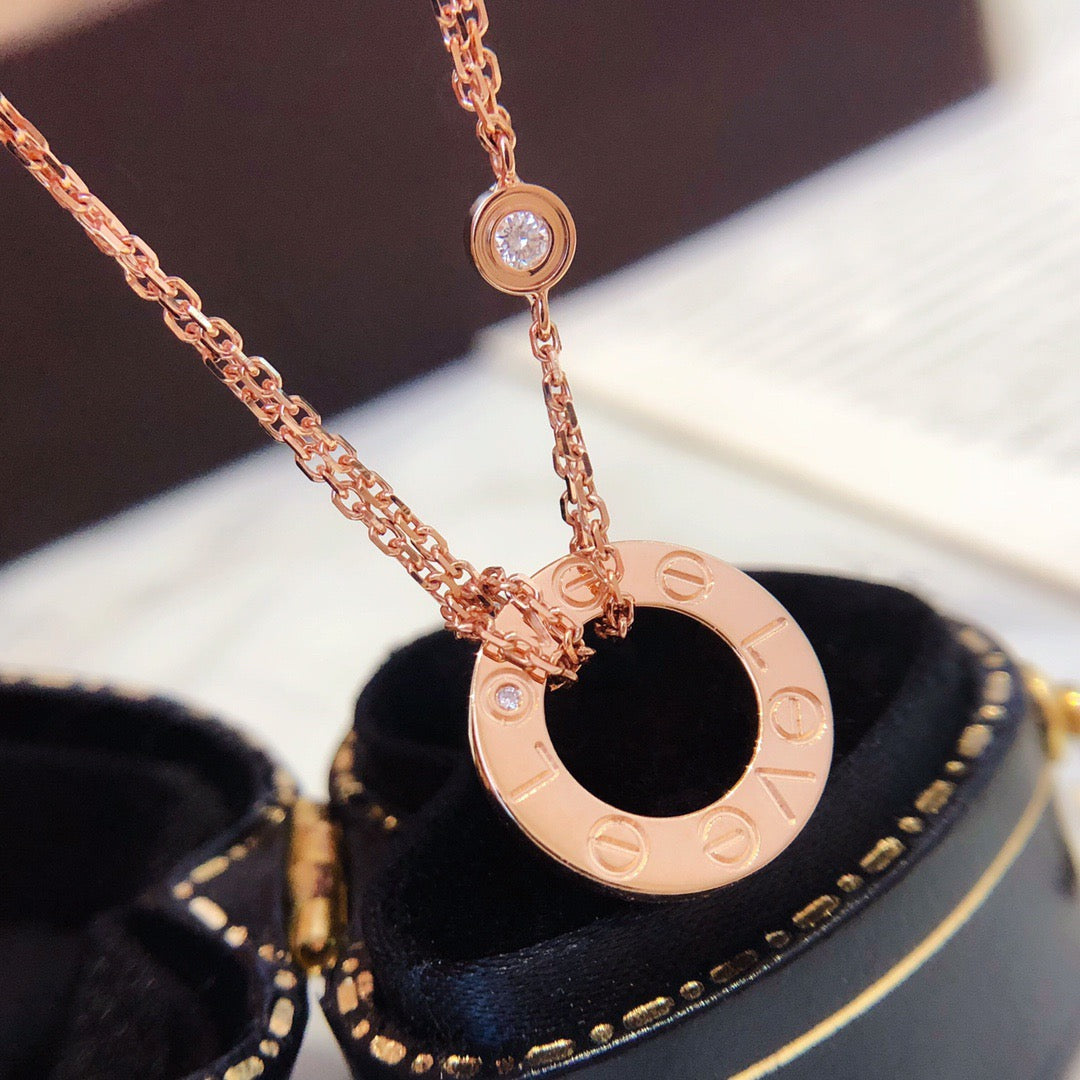 [ORA]LOVE NECKLACE 16MM 2 DIAMONDS