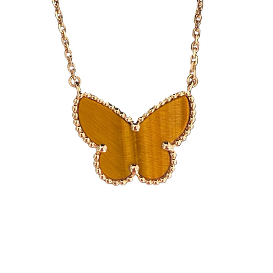 [ORA] TIGER__ EYE BUTTERFLY NECKLACE