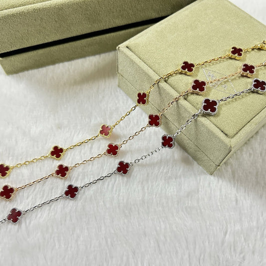 [ORA]CLOVER 6 MOTIF RED AGATE BRACELET
