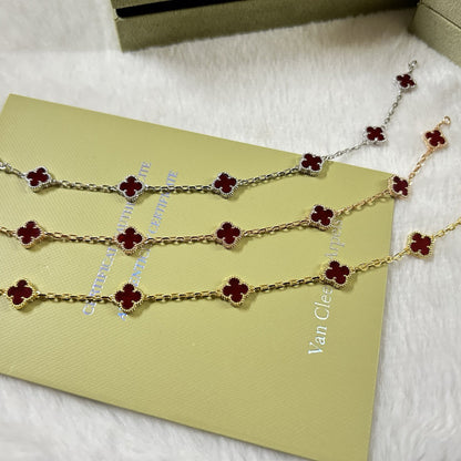 [ORA]CLOVER 6 MOTIF RED AGATE BRACELET