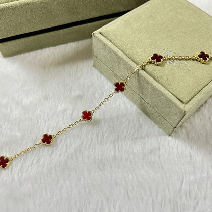 [ORA]CLOVER 6 MOTIF RED AGATE BRACELET