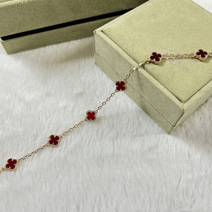 [ORA]CLOVER 6 MOTIF RED AGATE BRACELET
