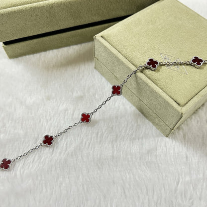 [ORA]CLOVER 6 MOTIF RED AGATE BRACELET