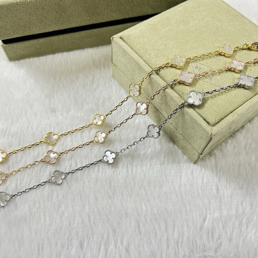 [ORA]CLOVER 6 MOTIF WHITE MOP BRACELET