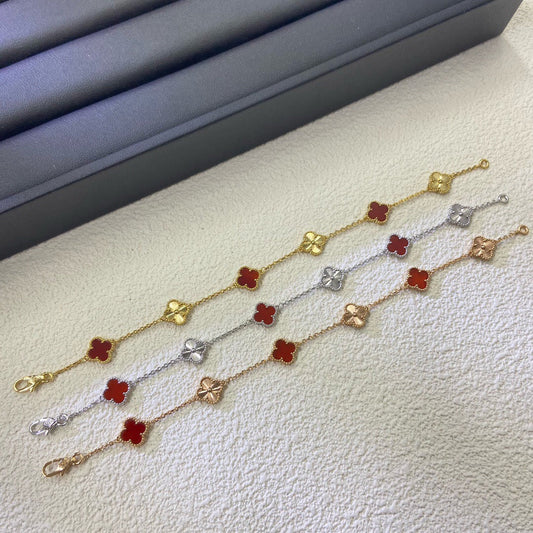 [ORA]CLOVER 6 MOTIF RED AGATE LASER BRACELET