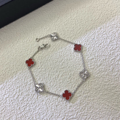 [ORA]CLOVER 6 MOTIF RED AGATE LASER BRACELET