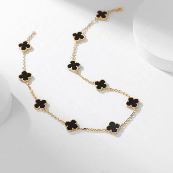 [ORA]CLOVER 10 MOTIFS ONYX NECKLACE