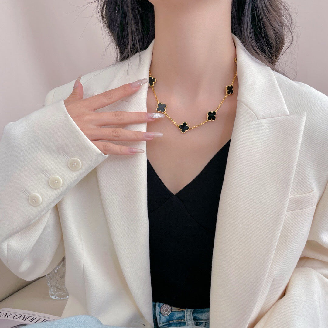 [ORA]CLOVER 10 MOTIFS ONYX NECKLACE