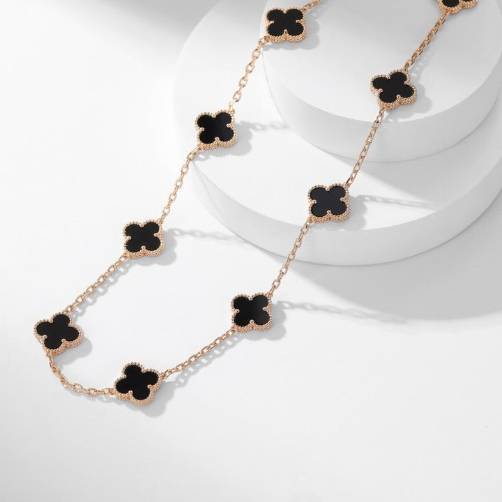 [ORA]CLOVER 10 MOTIFS ONYX NECKLACE
