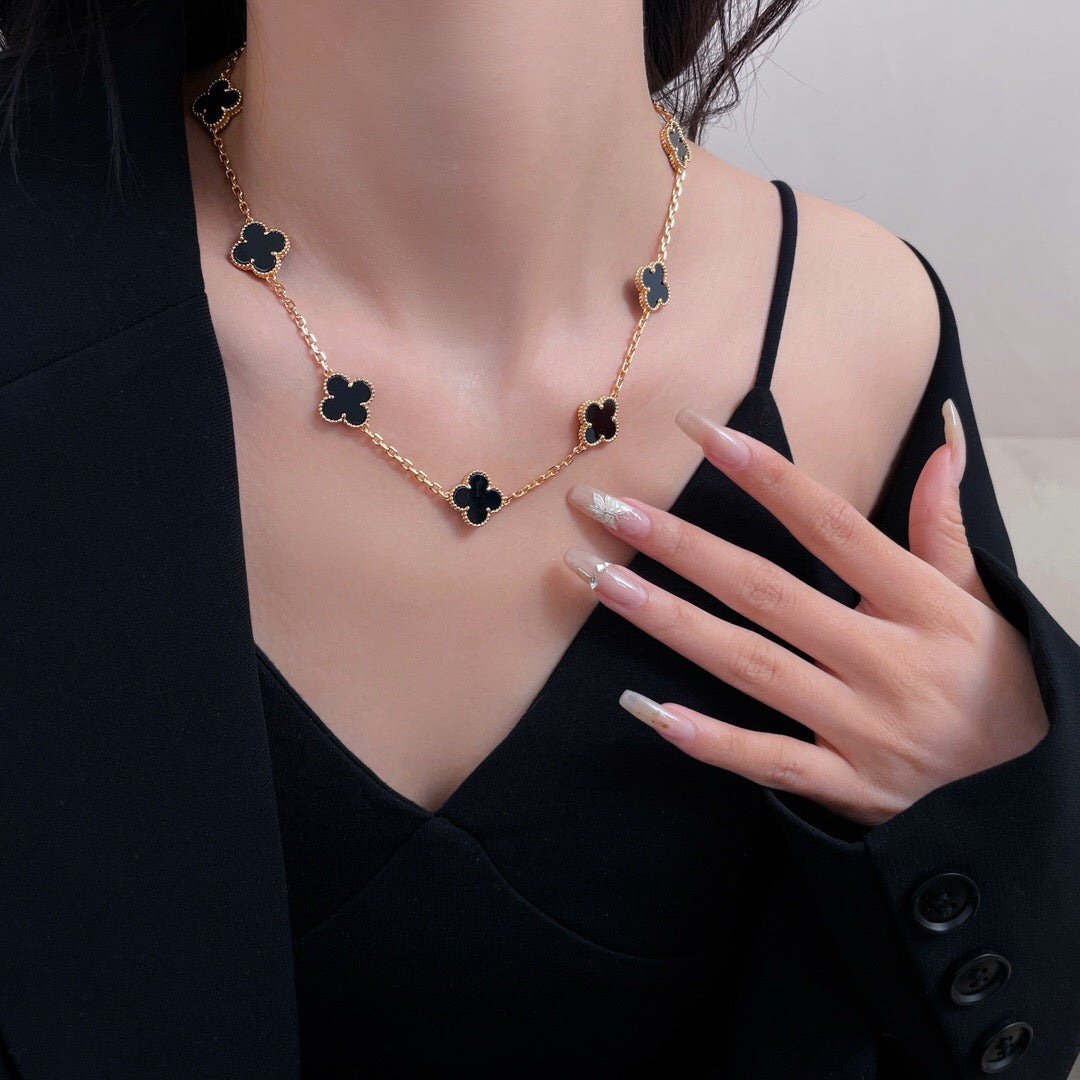 [ORA]CLOVER 10 MOTIFS ONYX NECKLACE
