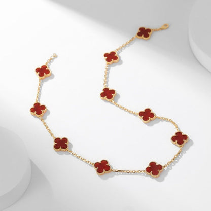 [ORA]CLOVER 10 MOTIFS CARNELIAN NECKLACE