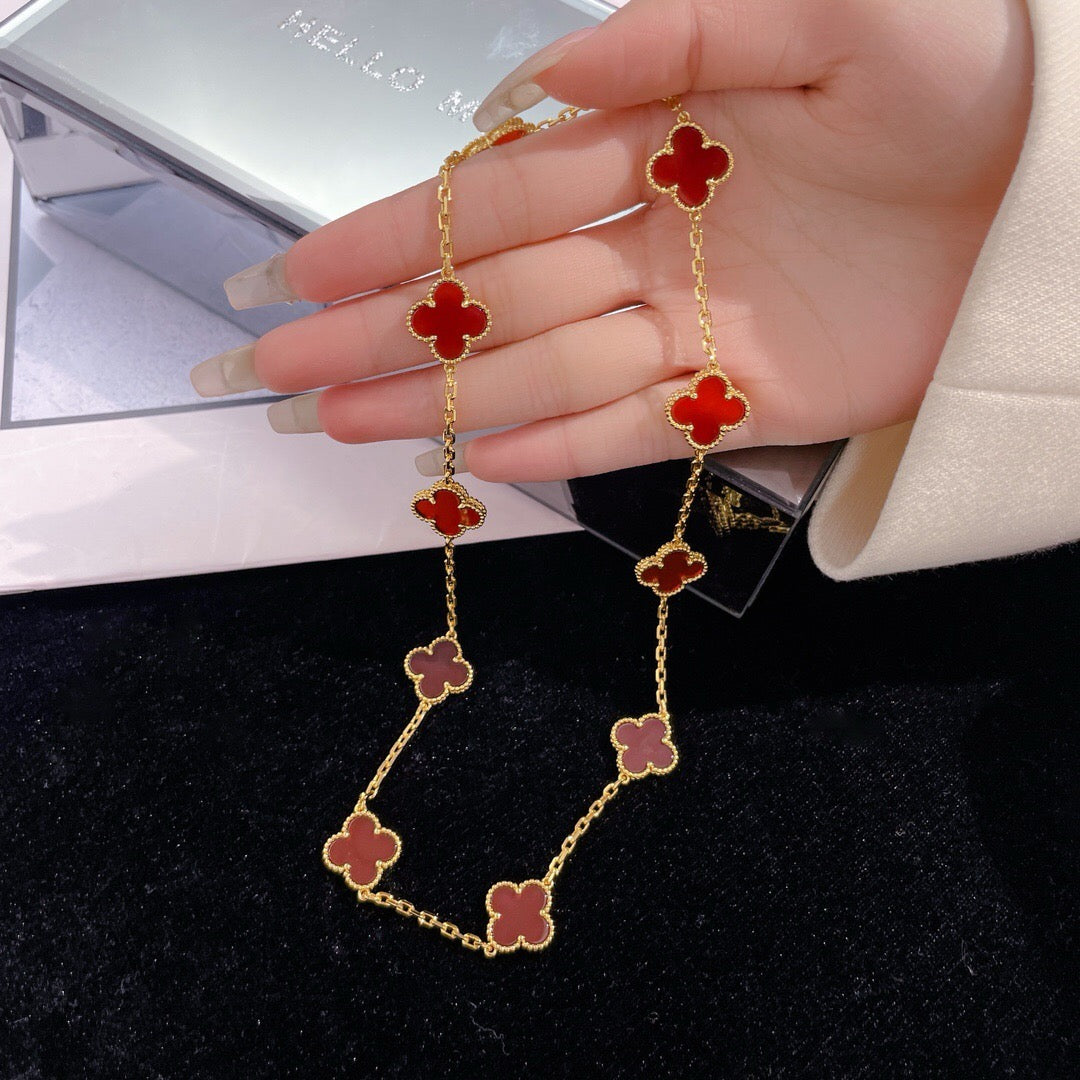 [ORA]CLOVER 10 MOTIFS CARNELIAN NECKLACE
