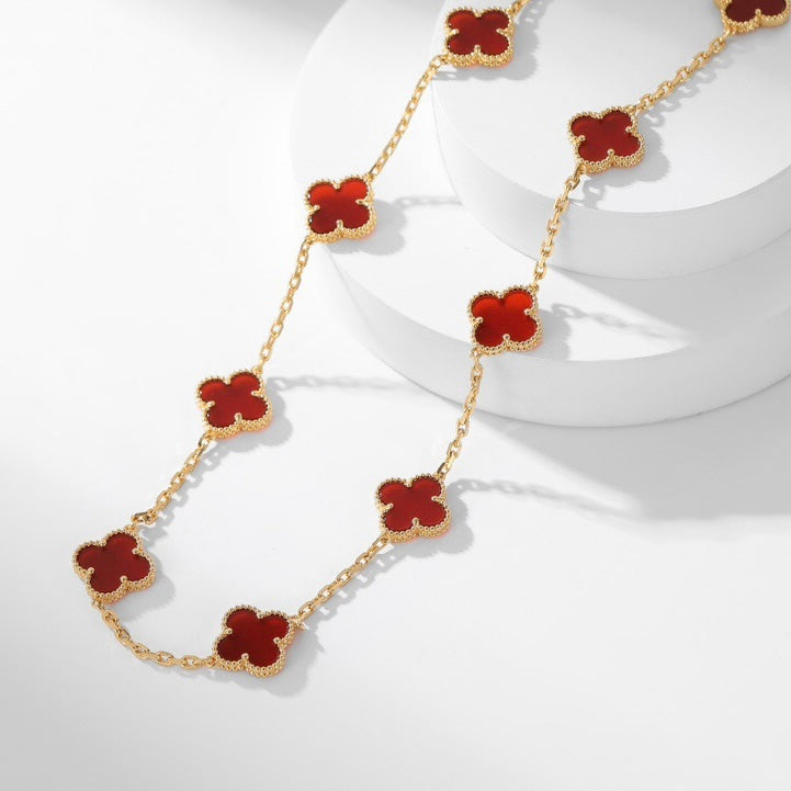[ORA]CLOVER 10 MOTIFS CARNELIAN NECKLACE