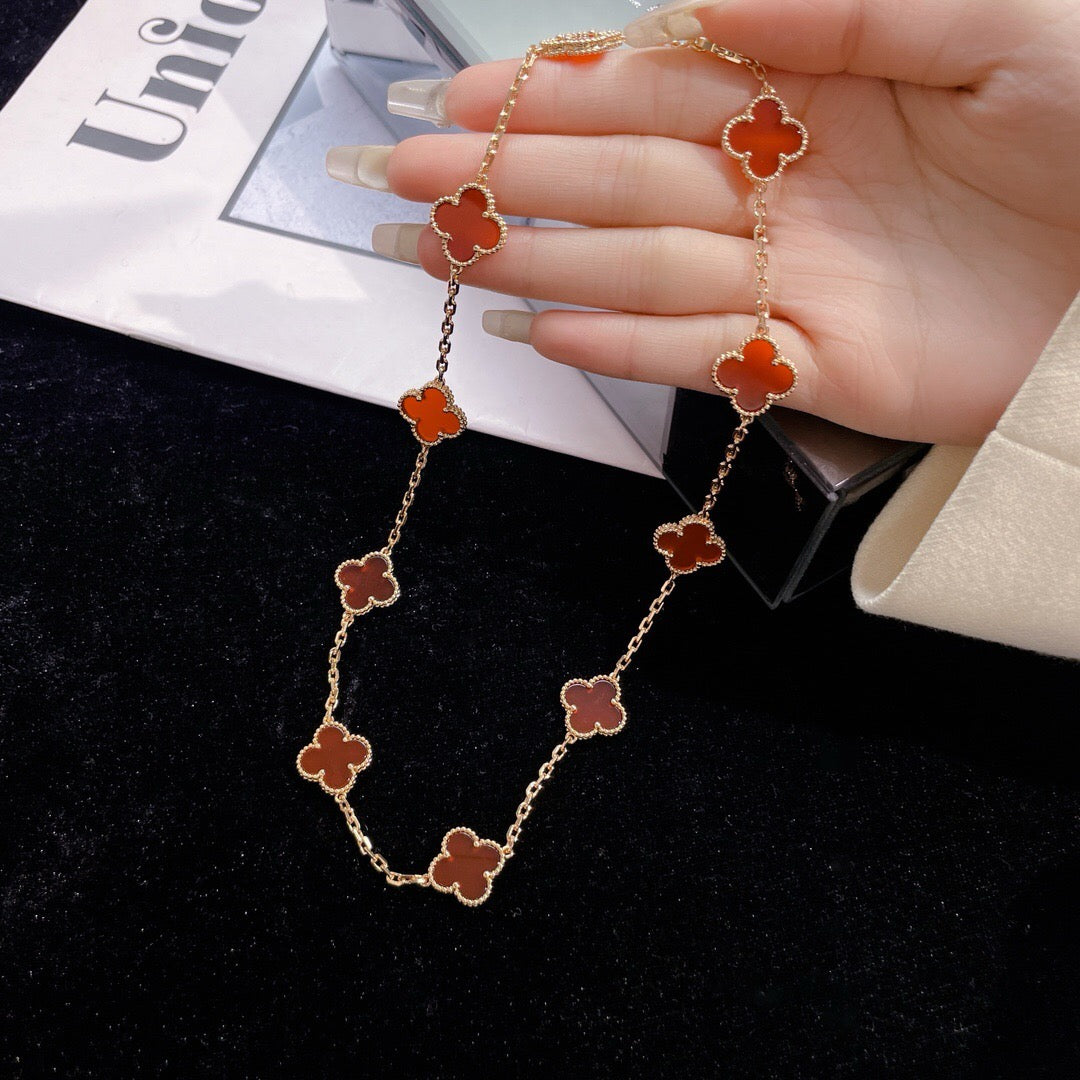 [ORA]CLOVER 10 MOTIFS CARNELIAN NECKLACE