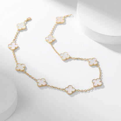 [ORA]CLOVER 10 MOTIFS WHITE MOTHER OF PEARL NECKLACE