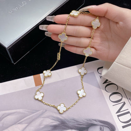 [ORA]CLOVER 10 MOTIFS WHITE MOTHER OF PEARL NECKLACE