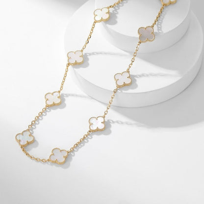 [ORA]CLOVER 10 MOTIFS WHITE MOTHER OF PEARL NECKLACE