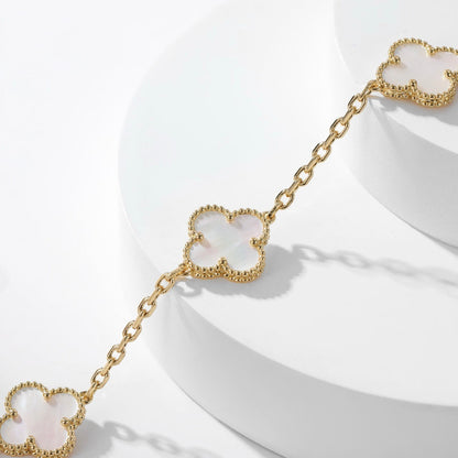 [ORA]CLOVER 10 MOTIFS WHITE MOTHER OF PEARL NECKLACE