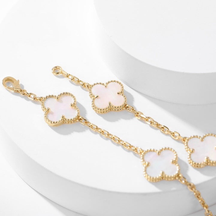 [ORA]CLOVER 10 MOTIFS WHITE MOTHER OF PEARL NECKLACE