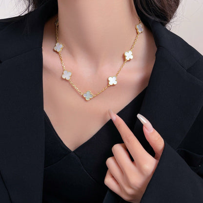 [ORA]CLOVER 10 MOTIFS WHITE MOTHER OF PEARL NECKLACE