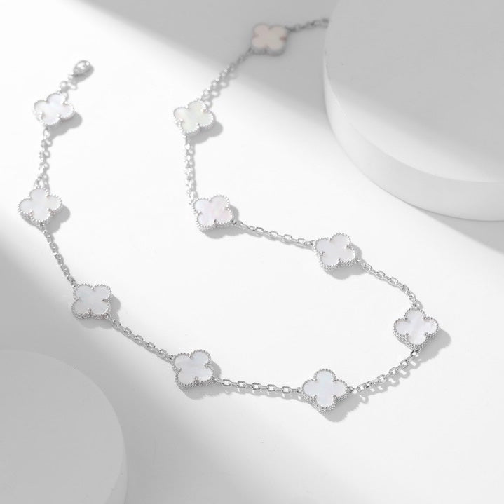 [ORA]CLOVER 10 MOTIFS WHITE MOTHER OF PEARL NECKLACE