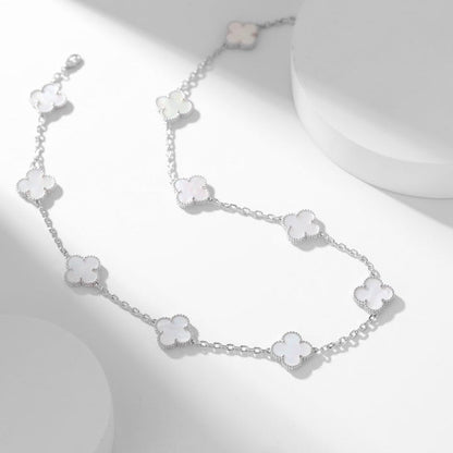 [ORA]CLOVER 10 MOTIFS WHITE MOTHER OF PEARL NECKLACE