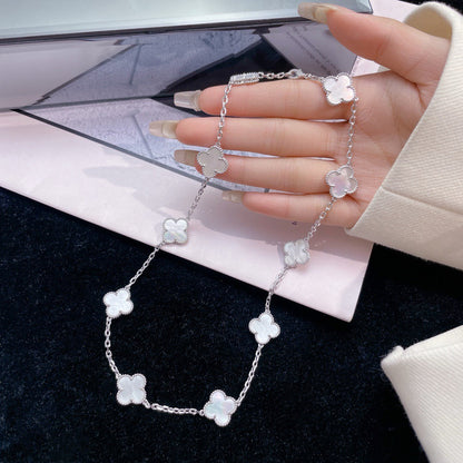 [ORA]CLOVER 10 MOTIFS WHITE MOTHER OF PEARL NECKLACE