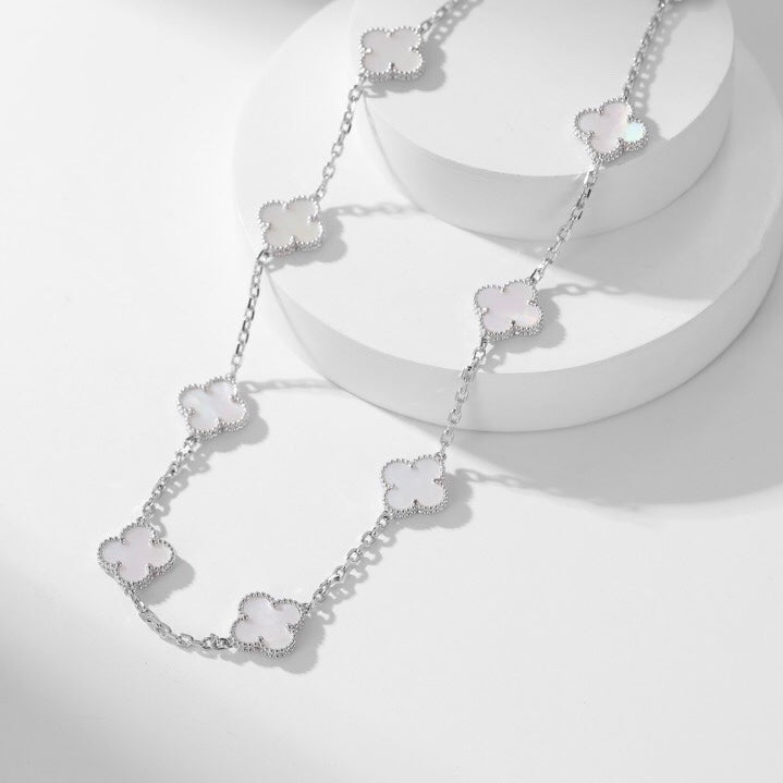[ORA]CLOVER 10 MOTIFS WHITE MOTHER OF PEARL NECKLACE