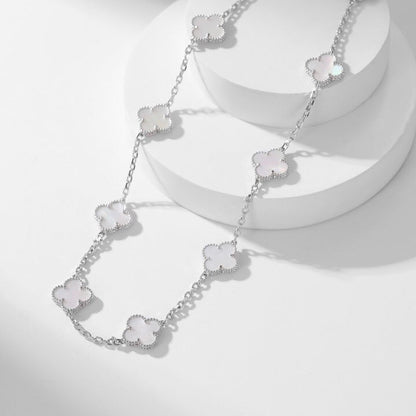 [ORA]CLOVER 10 MOTIFS WHITE MOTHER OF PEARL NECKLACE