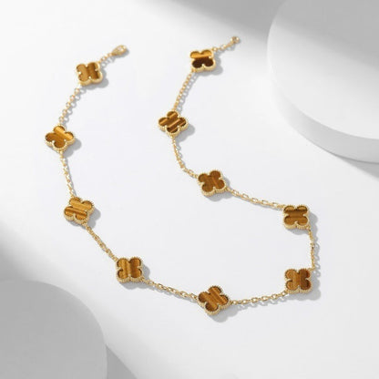 [ORA]CLOVER 10 MOTIFS TIGER EYE NECKLACE