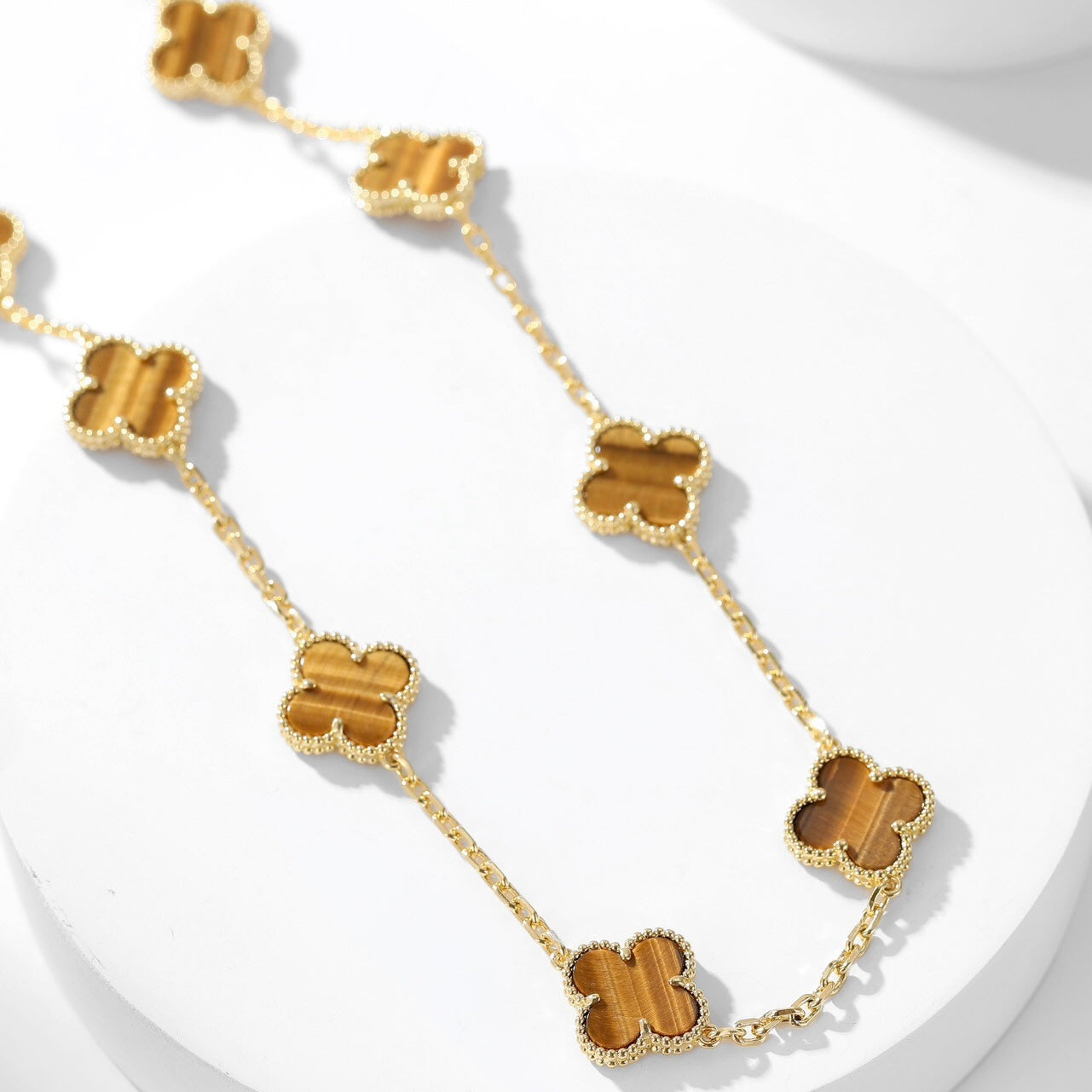 [ORA]CLOVER 10 MOTIFS TIGER EYE NECKLACE