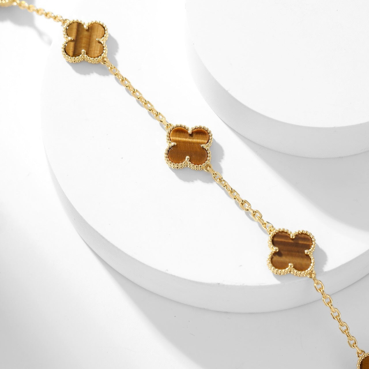 [ORA]CLOVER 10 MOTIFS TIGER EYE NECKLACE