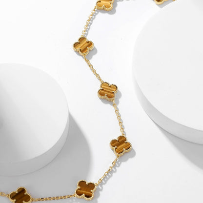 [ORA]CLOVER 10 MOTIFS TIGER EYE NECKLACE