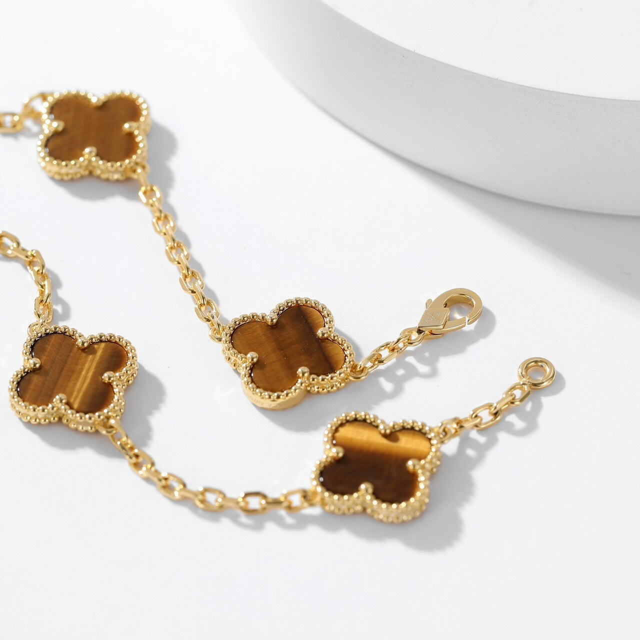 [ORA]CLOVER 10 MOTIFS TIGER EYE NECKLACE