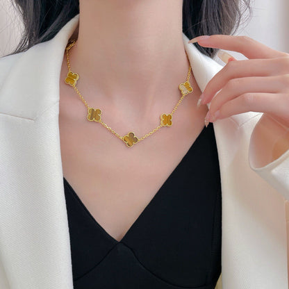 [ORA]CLOVER 10 MOTIFS TIGER EYE NECKLACE