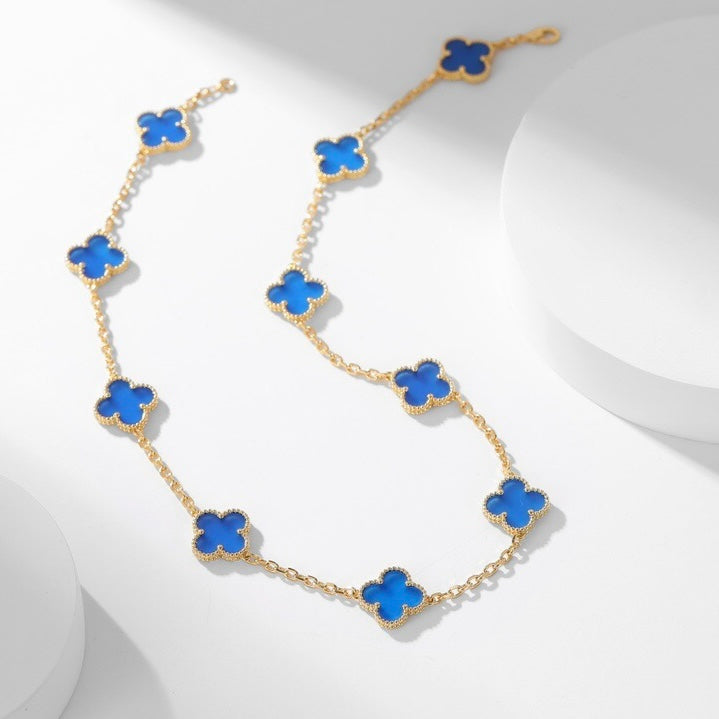 [ORA]CLOVER 10 MOTIFS BLUE AGATE NECKLACE